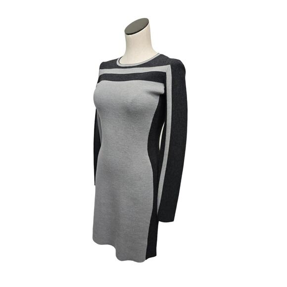 Athleta Black Gray Striped Wool Blend LS Knit Sweater Midi Dress Womens Size XS - Picture 5 of 12